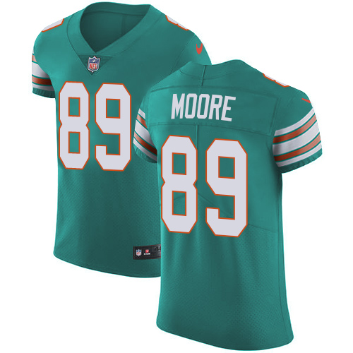Men's Nike Miami Dolphins #89 Nat Moore Elite Aqua Green Alternate NFL Jersey