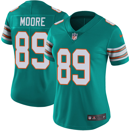 Women's Nike Miami Dolphins #89 Nat Moore Aqua Green Alternate Vapor Untouchable Limited Player NFL Jersey