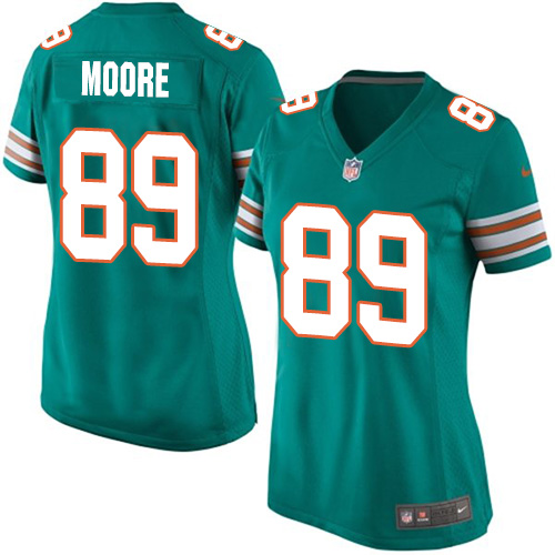 Women's Nike Miami Dolphins #89 Nat Moore Game Aqua Green Alternate NFL Jersey