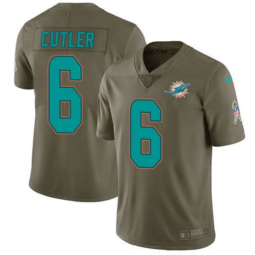 Men's Nike Miami Dolphins #6 Jay Cutler Limited Olive 2017 Salute to Service NFL Jersey