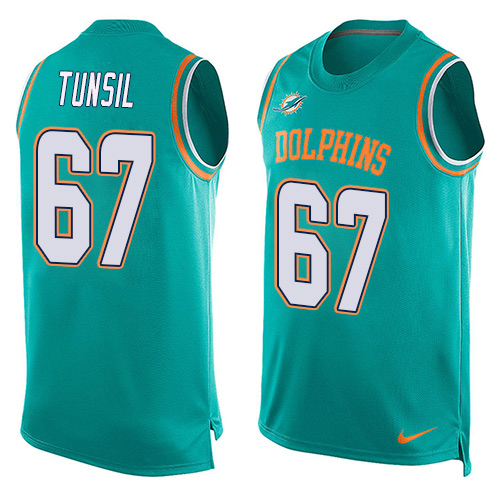 Men's Nike Miami Dolphins #67 Laremy Tunsil Limited Aqua Green Player Name & Number Tank Top NFL Jersey