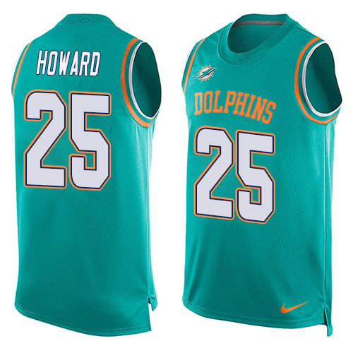 Men's Nike Miami Dolphins #25 Xavien Howard Limited Aqua Green Player Name & Number Tank Top NFL Jersey