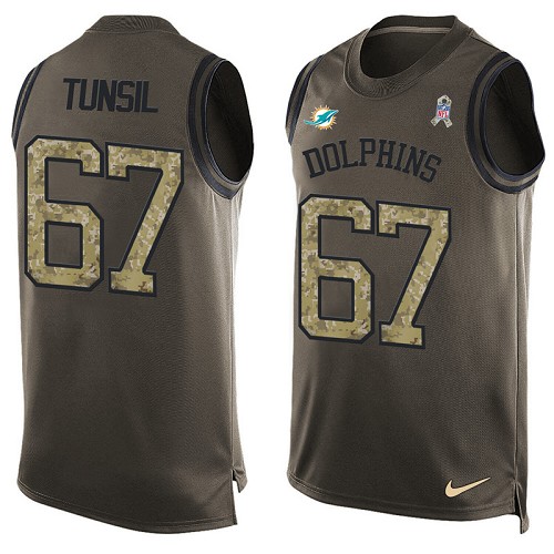 Men's Nike Miami Dolphins #67 Laremy Tunsil Limited Green Salute to Service Tank Top NFL Jersey