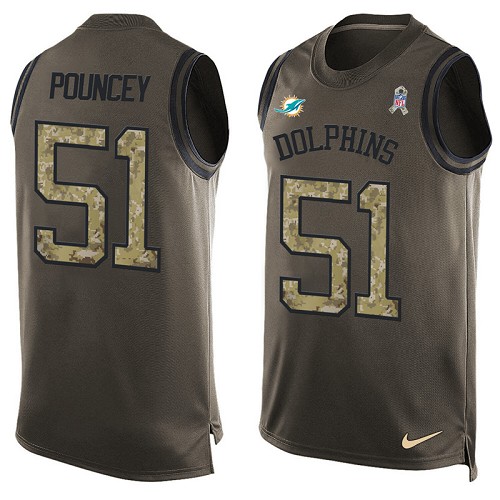 Men's Nike Miami Dolphins #51 Mike Pouncey Limited Green Salute to Service Tank Top NFL Jersey