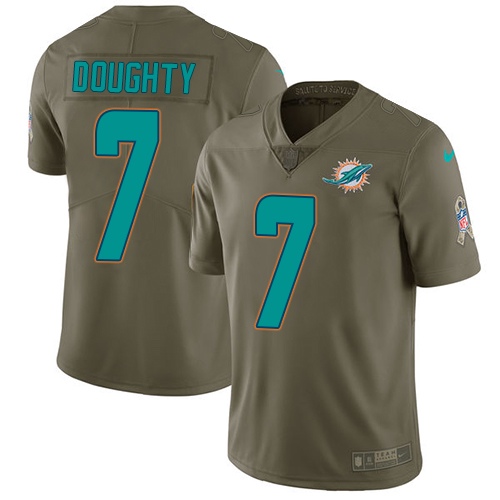Youth Nike Miami Dolphins #7 Brandon Doughty Limited Olive 2017 Salute to Service NFL Jersey