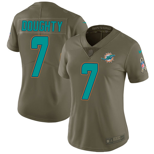 Women's Nike Miami Dolphins #7 Brandon Doughty Limited Olive 2017 Salute to Service NFL Jersey