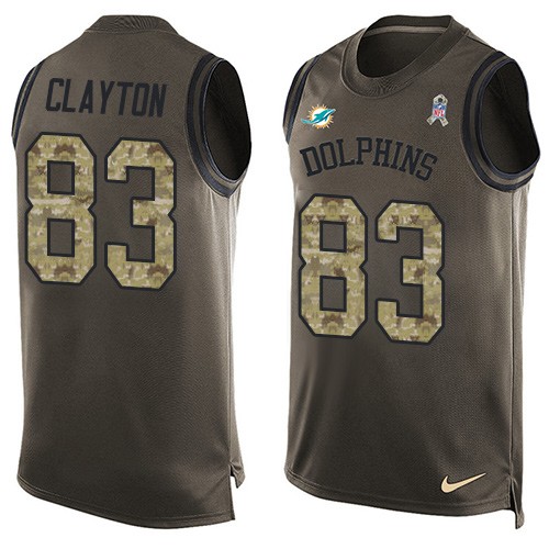 Men's Nike Miami Dolphins #83 Mark Clayton Limited Green Salute to Service Tank Top NFL Jersey