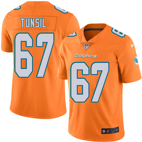 Men's Nike Miami Dolphins #67 Laremy Tunsil Limited Orange Rush Vapor Untouchable NFL Jersey