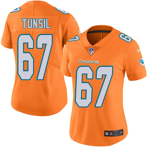 Women's Nike Miami Dolphins #67 Laremy Tunsil Limited Orange Rush Vapor Untouchable NFL Jersey