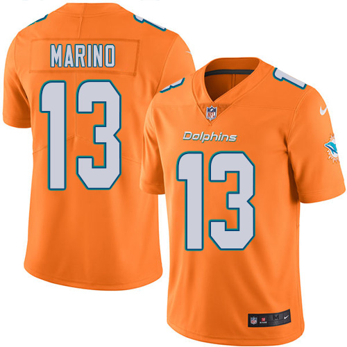 Men's Nike Miami Dolphins #13 Dan Marino Limited Orange Rush Vapor Untouchable NFL Jersey