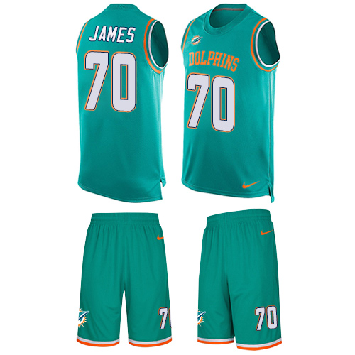 Men's Nike Miami Dolphins #70 Ja'Wuan James Limited Aqua Green Tank Top Suit NFL Jersey