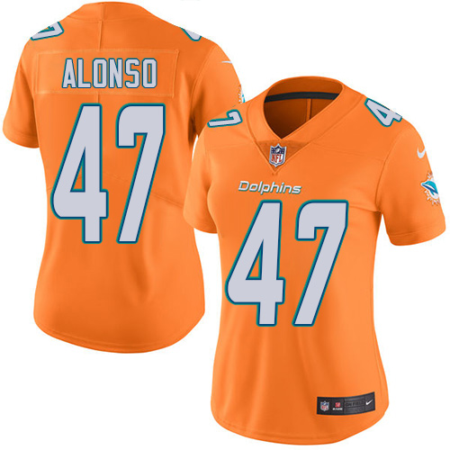 Women's Nike Miami Dolphins #47 Kiko Alonso Limited Orange Rush Vapor Untouchable NFL Jersey