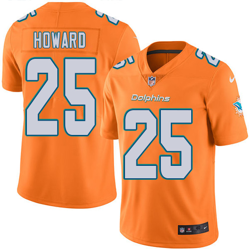 Men's Nike Miami Dolphins #25 Xavien Howard Elite Orange Rush Vapor Untouchable NFL Jersey