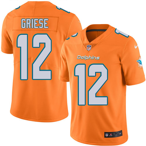 Men's Nike Miami Dolphins #12 Bob Griese Limited Orange Rush Vapor Untouchable NFL Jersey