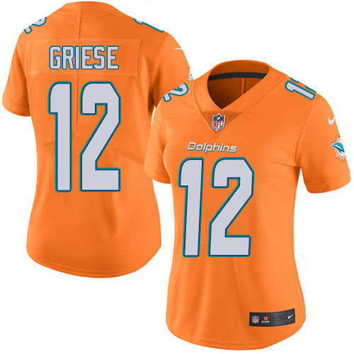 Women's Nike Miami Dolphins #12 Bob Griese Limited Orange Rush Vapor Untouchable NFL Jersey