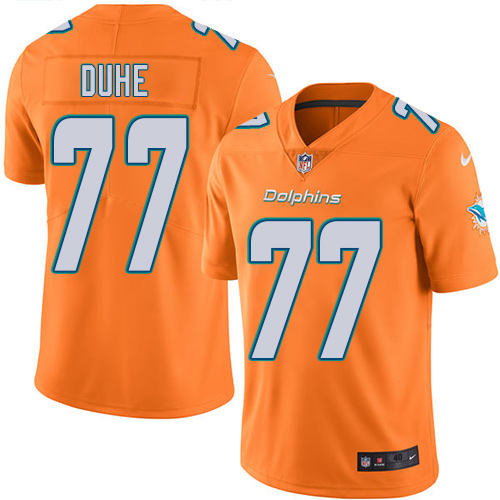 Men's Nike Miami Dolphins #77 Adam Joseph Duhe Elite Orange Rush Vapor Untouchable NFL Jersey