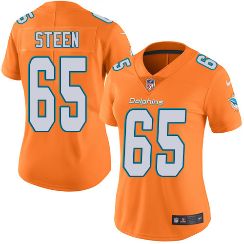 Women's Nike Miami Dolphins #65 Anthony Steen Limited Orange Rush Vapor Untouchable NFL Jersey