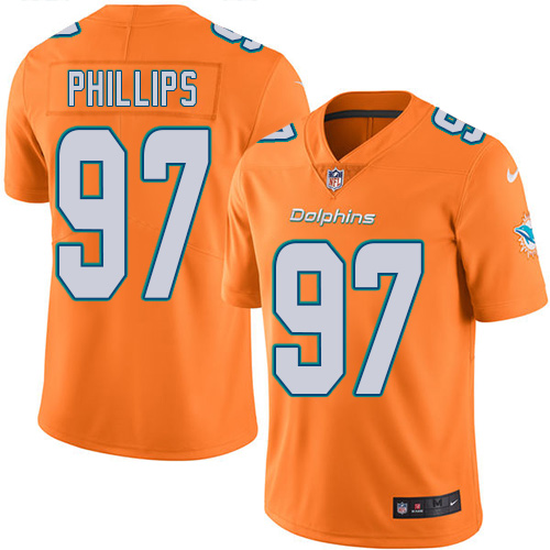 Men's Nike Miami Dolphins #97 Jordan Phillips Limited Orange Rush Vapor Untouchable NFL Jersey