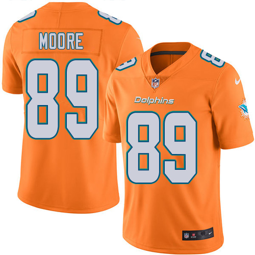 Men's Nike Miami Dolphins #89 Nat Moore Elite Orange Rush Vapor Untouchable NFL Jersey