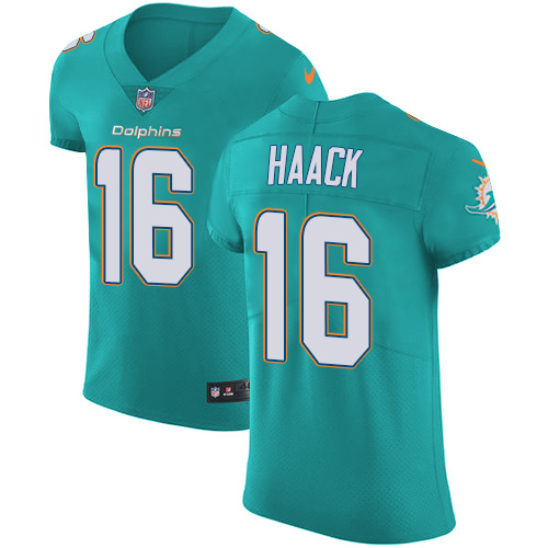 Men's Nike Miami Dolphins #16 Matt Haack Elite Aqua Green Team Color NFL Jersey