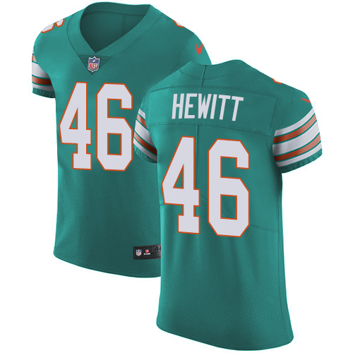 Men's Nike Miami Dolphins #46 Neville Hewitt Elite Aqua Green Alternate NFL Jersey