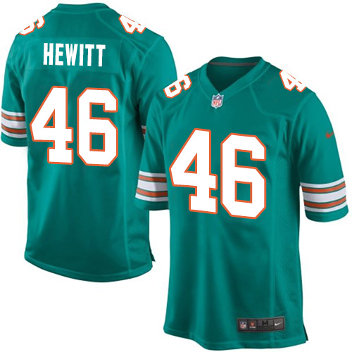 Men's Nike Miami Dolphins #46 Neville Hewitt Game Aqua Green Alternate NFL Jersey