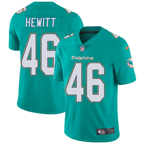 Youth Nike Miami Dolphins #46 Neville Hewitt Aqua Green Team Color Vapor Untouchable Elite Player NFL Jersey