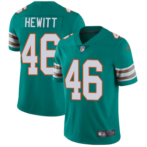 Youth Nike Miami Dolphins #46 Neville Hewitt Aqua Green Alternate Vapor Untouchable Elite Player NFL Jersey