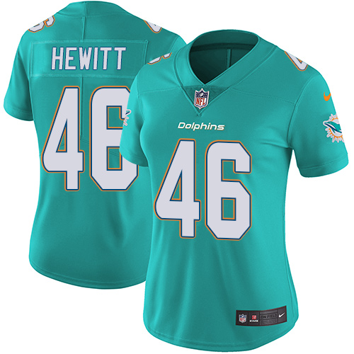 Women's Nike Miami Dolphins #46 Neville Hewitt Aqua Green Team Color Vapor Untouchable Elite Player NFL Jersey