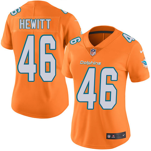 Women's Nike Miami Dolphins #46 Neville Hewitt Limited Orange Rush Vapor Untouchable NFL Jersey