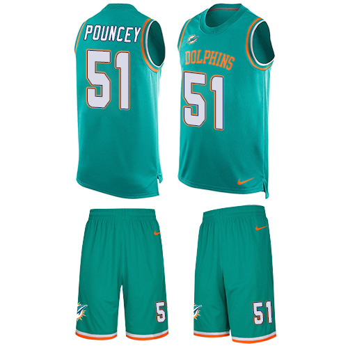Men's Nike Miami Dolphins #51 Mike Pouncey Limited Aqua Green Tank Top Suit NFL Jersey