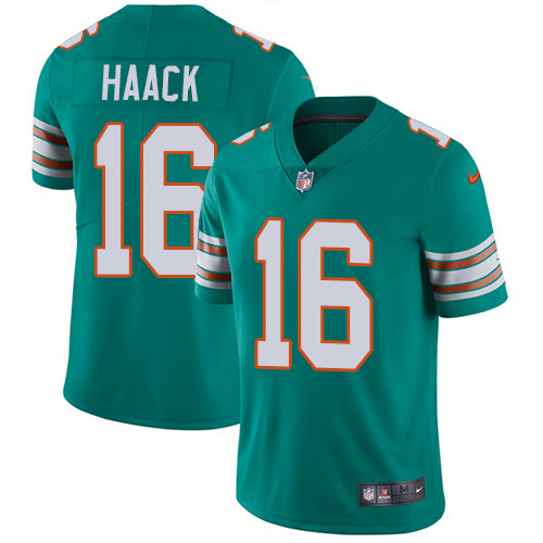 Men's Nike Miami Dolphins #16 Matt Haack Aqua Green Alternate Vapor Untouchable Limited Player NFL Jersey