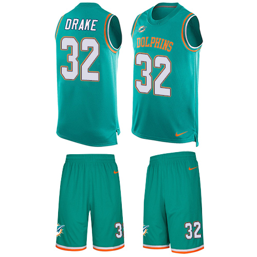 Men's Nike Miami Dolphins #32 Kenyan Drake Limited Aqua Green Tank Top Suit NFL Jersey