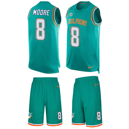 Men's Nike Miami Dolphins #8 Matt Moore Limited Aqua Green Tank Top Suit NFL Jersey