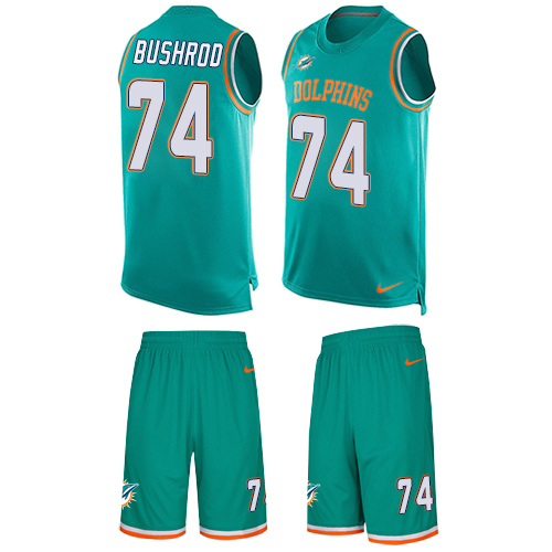Men's Nike Miami Dolphins #74 Jermon Bushrod Limited Aqua Green Tank Top Suit NFL Jersey