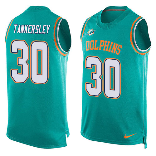 Men's Nike Miami Dolphins #30 Cordrea Tankersley Limited Aqua Green Player Name & Number Tank Top NFL Jersey