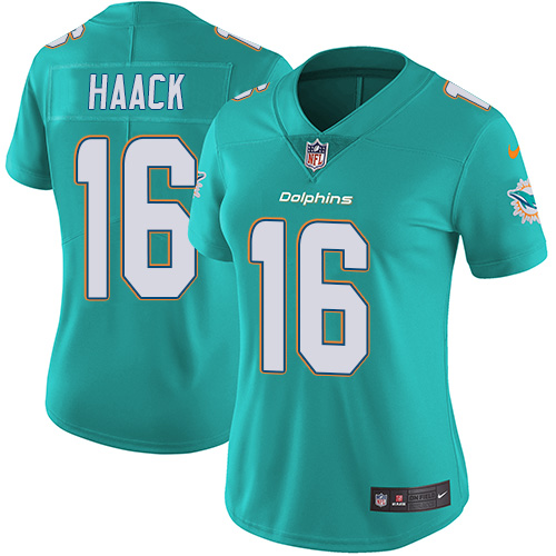 Women's Nike Miami Dolphins #16 Matt Haack Aqua Green Team Color Vapor Untouchable Limited Player NFL Jersey