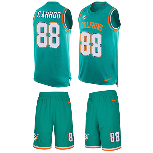 Men's Nike Miami Dolphins #88 Leonte Carroo Limited Aqua Green Tank Top Suit NFL Jersey