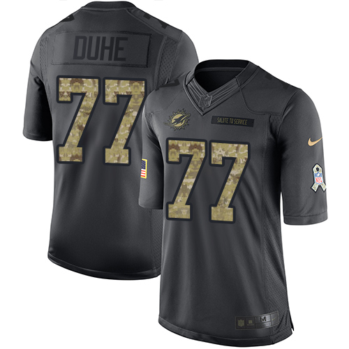 Youth Nike Miami Dolphins #77 Adam Joseph Duhe Limited Black 2016 Salute to Service NFL Jersey