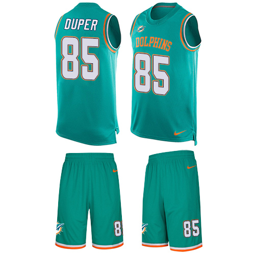 Men's Nike Miami Dolphins #85 Mark Duper Limited Aqua Green Tank Top Suit NFL Jersey