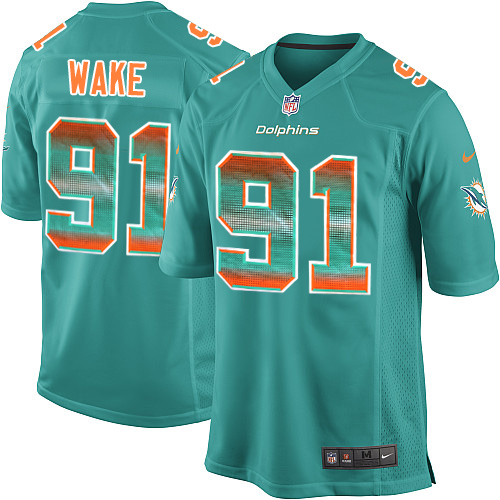 Men's Nike Miami Dolphins #91 Cameron Wake Limited Aqua Green Strobe NFL Jersey