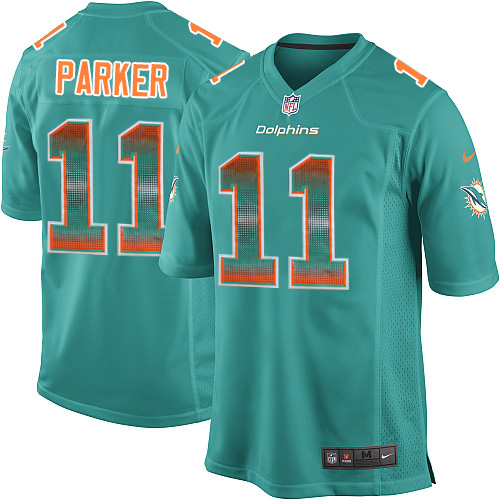 Men's Nike Miami Dolphins #11 DeVante Parker Limited Aqua Green Strobe NFL Jersey