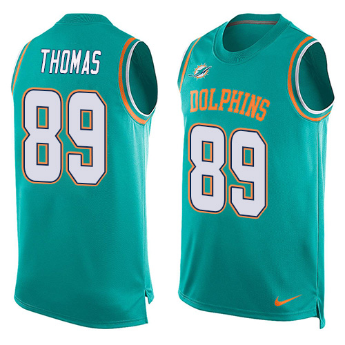 Men's Nike Miami Dolphins #89 Julius Thomas Limited Aqua Green Player Name & Number Tank Top NFL Jersey
