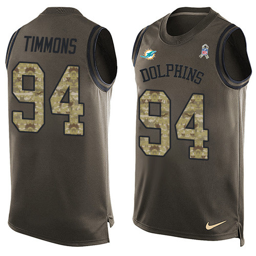 Men's Nike Miami Dolphins #94 Lawrence Timmons Limited Green Salute to Service Tank Top NFL Jersey