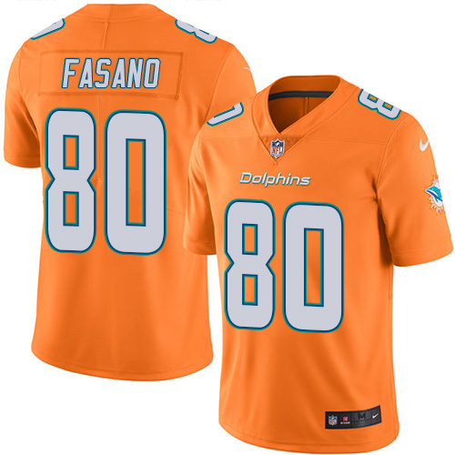 Youth Nike Miami Dolphins #80 Anthony Fasano Limited Orange Rush Vapor Untouchable NFL Jersey