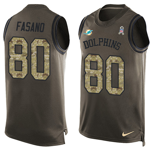 Men's Nike Miami Dolphins #80 Anthony Fasano Limited Green Salute to Service Tank Top NFL Jersey