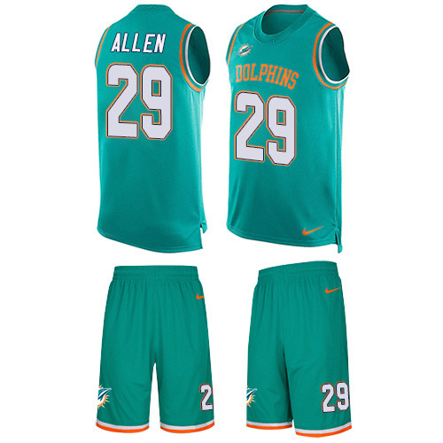Men's Nike Miami Dolphins #29 Nate Allen Limited Aqua Green Tank Top Suit NFL Jersey