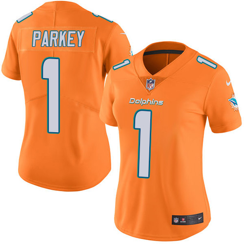 Women's Nike Miami Dolphins #1 Cody Parkey Limited Orange Rush Vapor Untouchable NFL Jersey