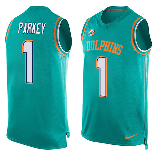 Men's Nike Miami Dolphins #1 Cody Parkey Limited Aqua Green Player Name & Number Tank Top NFL Jersey
