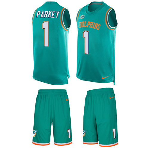 Men's Nike Miami Dolphins #1 Cody Parkey Limited Aqua Green Tank Top Suit NFL Jersey